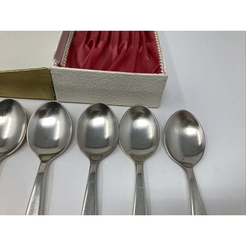 90 21 Silverplate Bavaria Germany Spoon Set 0f 6 Vintage 5.5” Demitasse Dessert